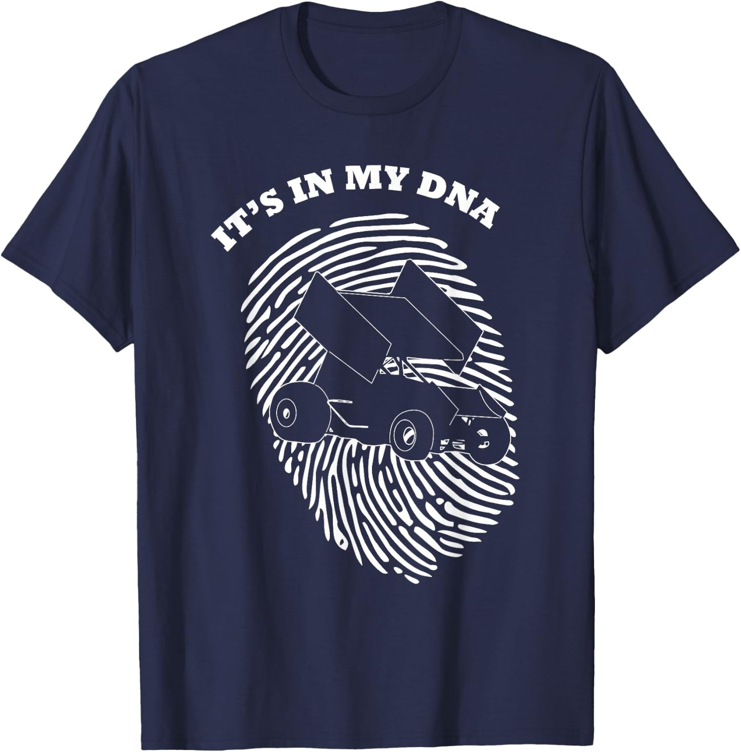 It's In My DNA Sprint Car Racing Race Fingerprint Fans Retro T-Shirt - T-Shirt | Navy
