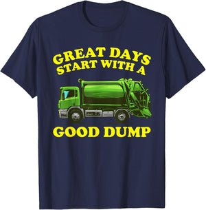 Funny Garbage Truck Design Kids Men Women Dump Trash Trucks T-Shirt - T-Shirt | Navy