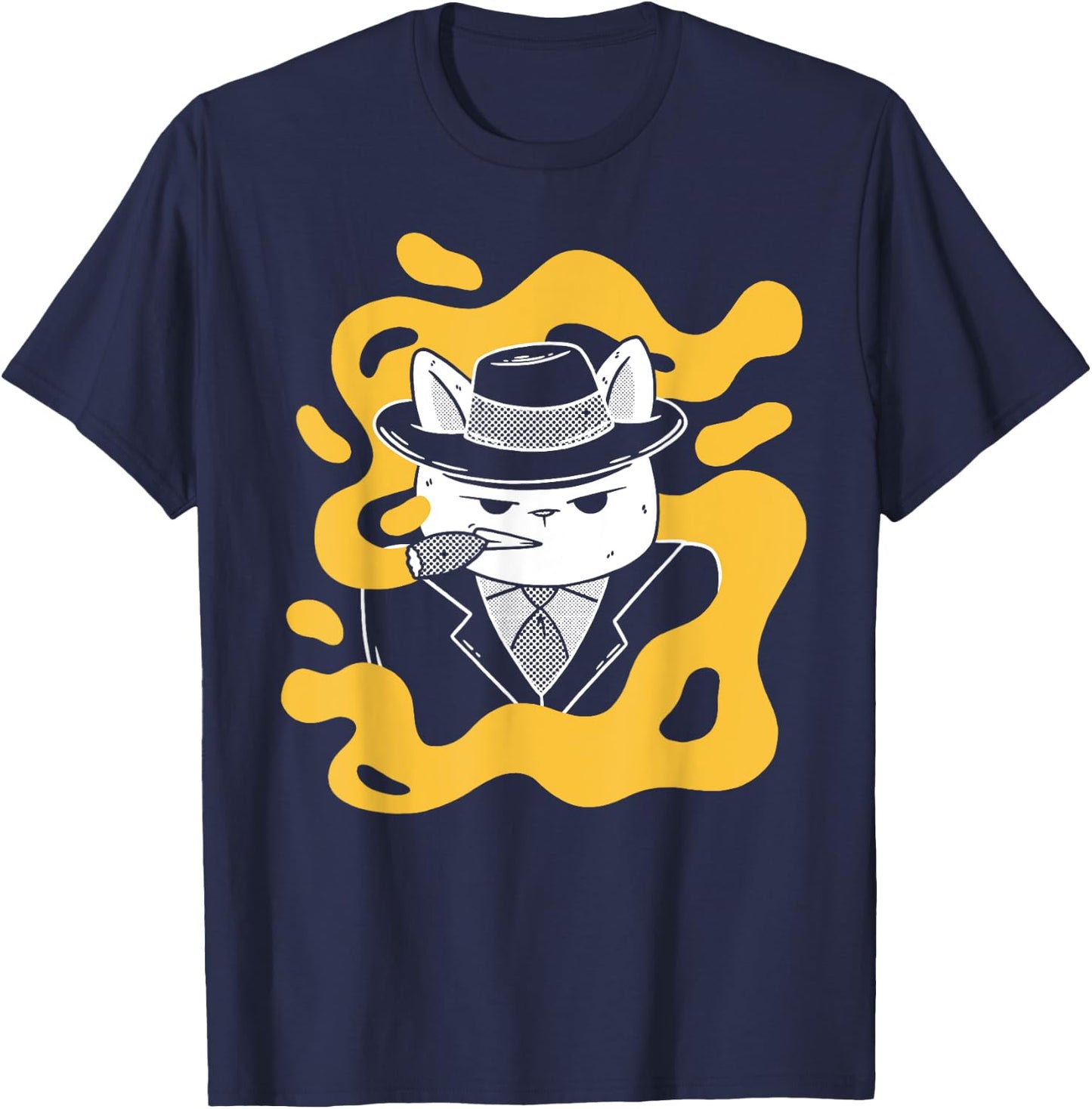 Cool Retro Style Gangster Mob Boss Cat Cigar Business Design T-Shirt - T-Shirt | Navy