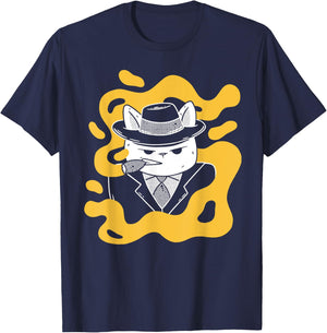 Cool Retro Style Gangster Mob Boss Cat Cigar Business Design T-Shirt - T-Shirt | Navy