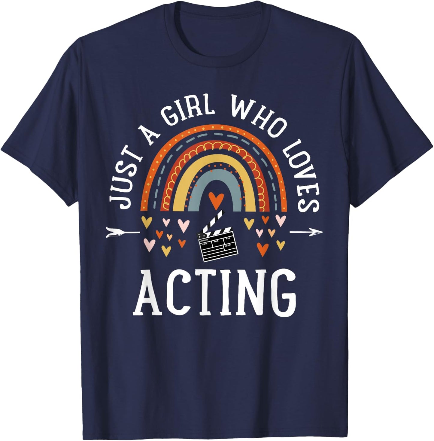 Just A Girl Who Loves Acting Rainbow Gifts for Theater Lover T-Shirt - T-Shirt | Navy