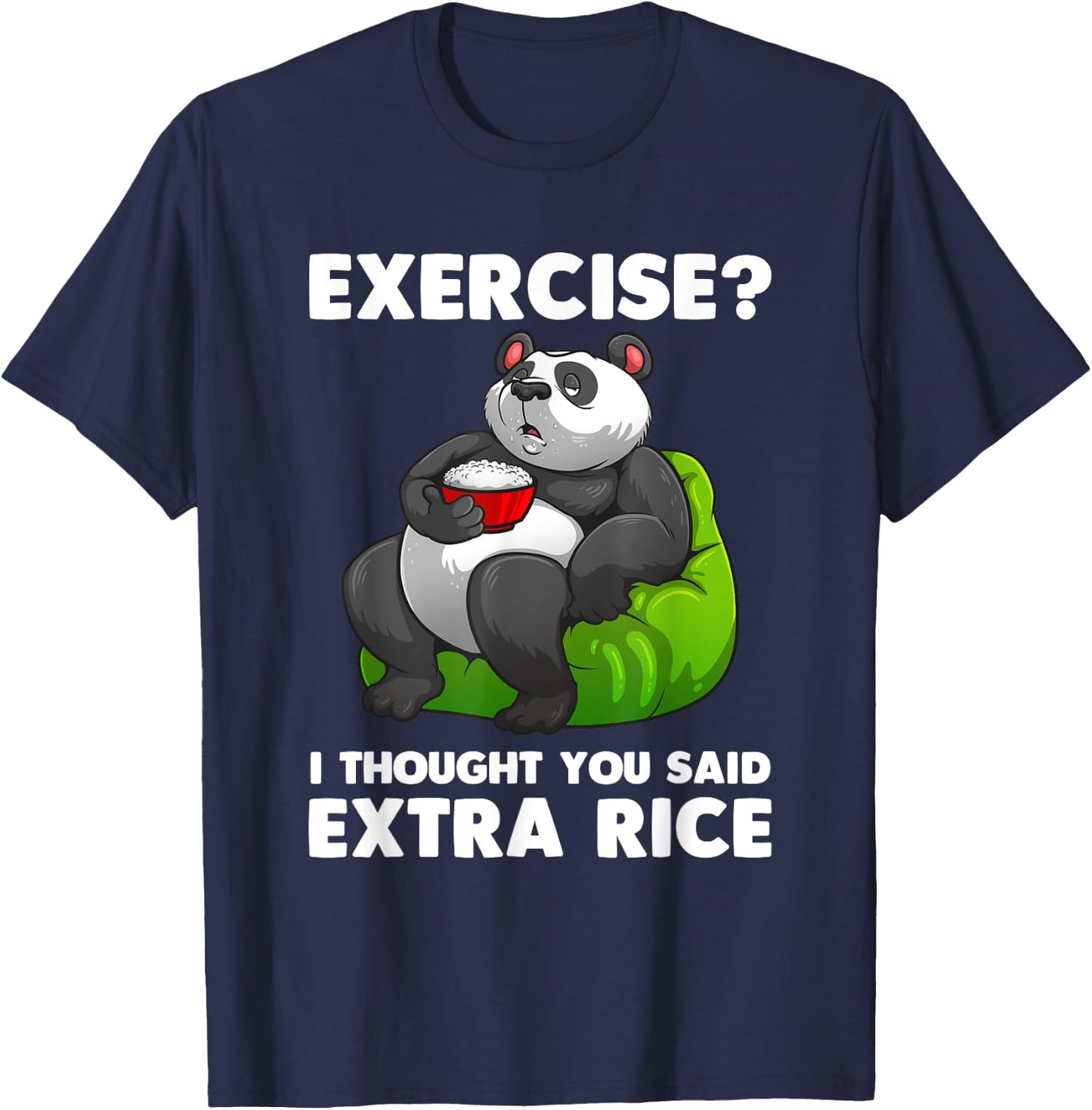 Cute Rice Art Men Women Asian Food Rice Panda Exercise Humor T-Shirt - T-Shirt | Navy
