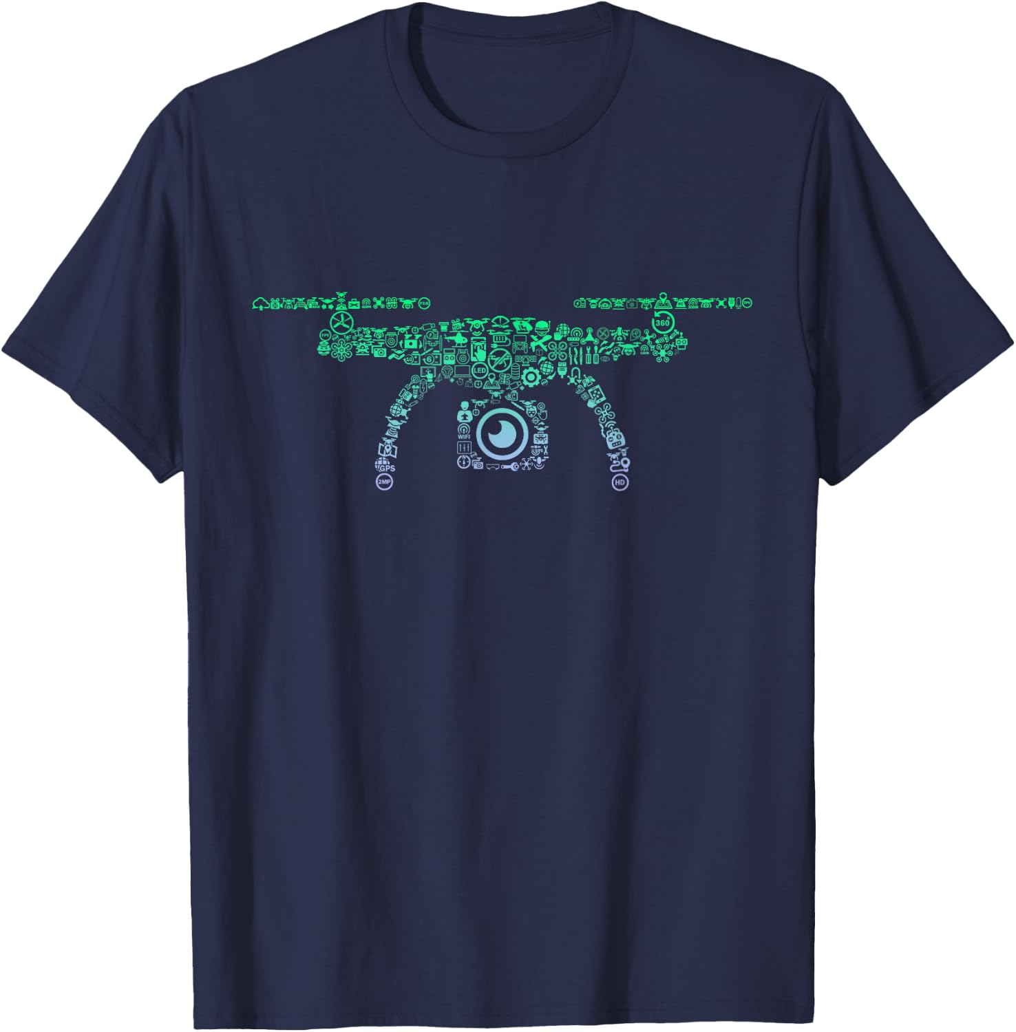 Drone Icon for Drone Pilot | Operator Boys Quadcopter T-Shirt - T-Shirt | Navy