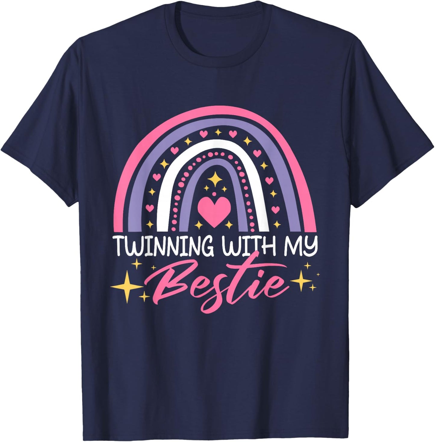 Matching Twin Spirit Week Twinning With My Bestie Rainbow T-Shirt - T-Shirt | Navy