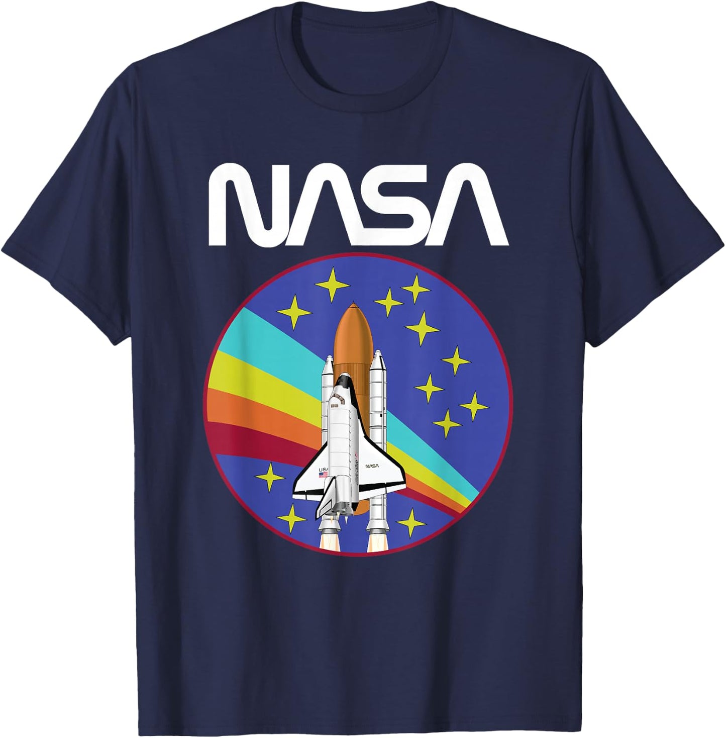 Retro NASA Space Shuttle Rainbow T-Shirt - T-Shirt | Navy