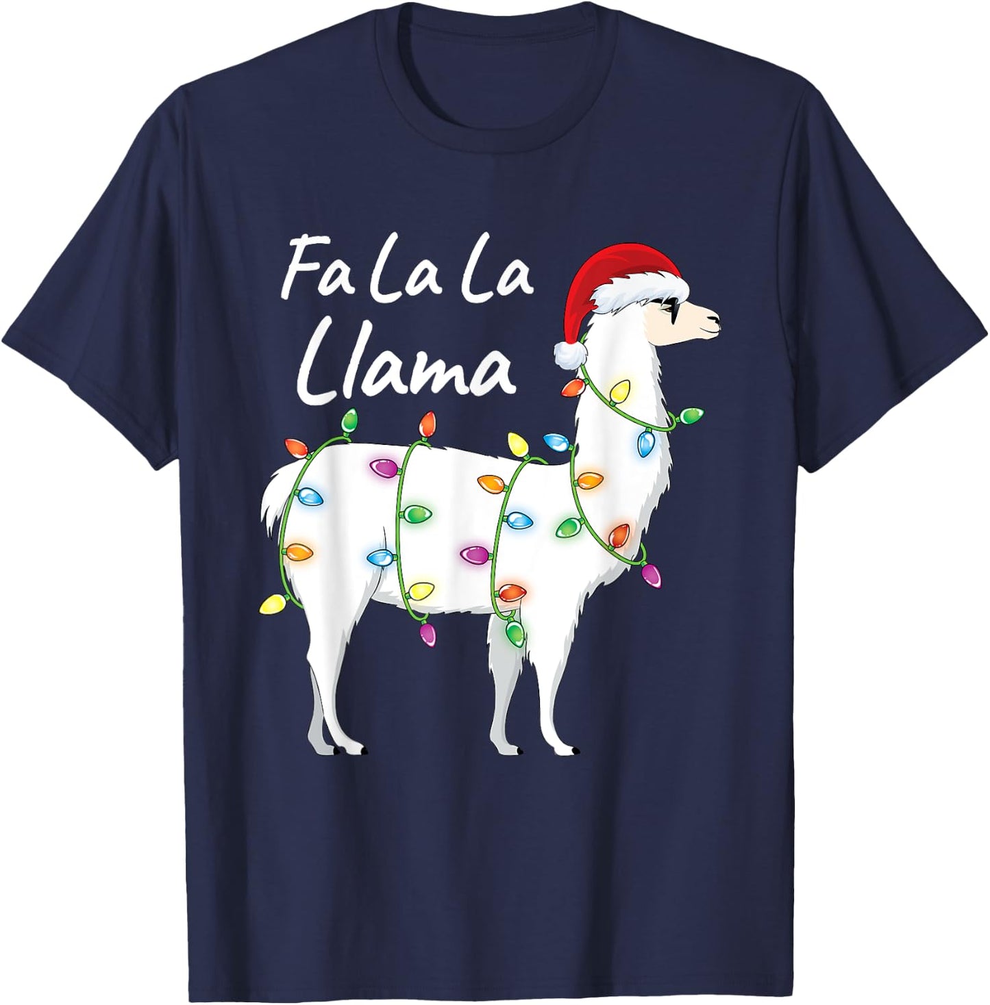Fa La La Llama Christmas Shirt Kids Boys Girls Santa Llama T-Shirt - T-Shirt | Navy