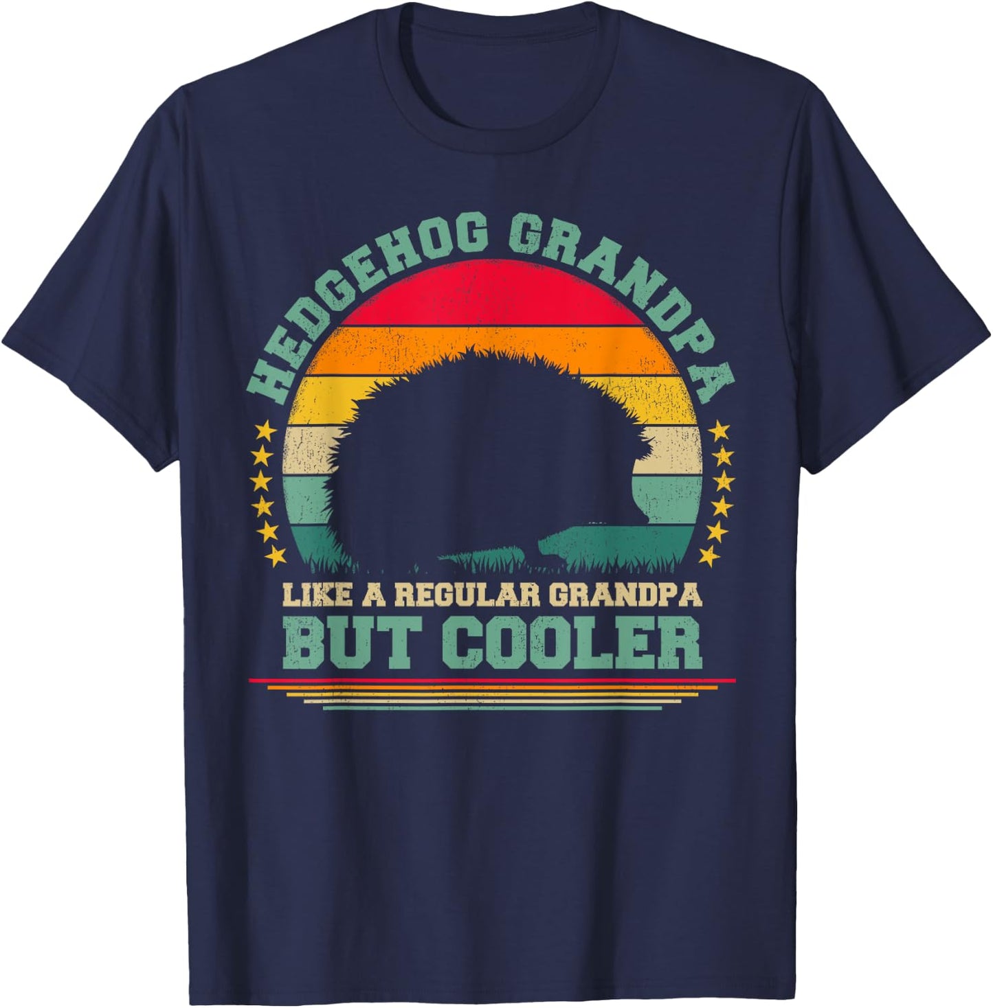 Hedgehog Lover Funny Vintage Hedgehog Grandpa Father's Day T-Shirt - T-Shirt | Navy