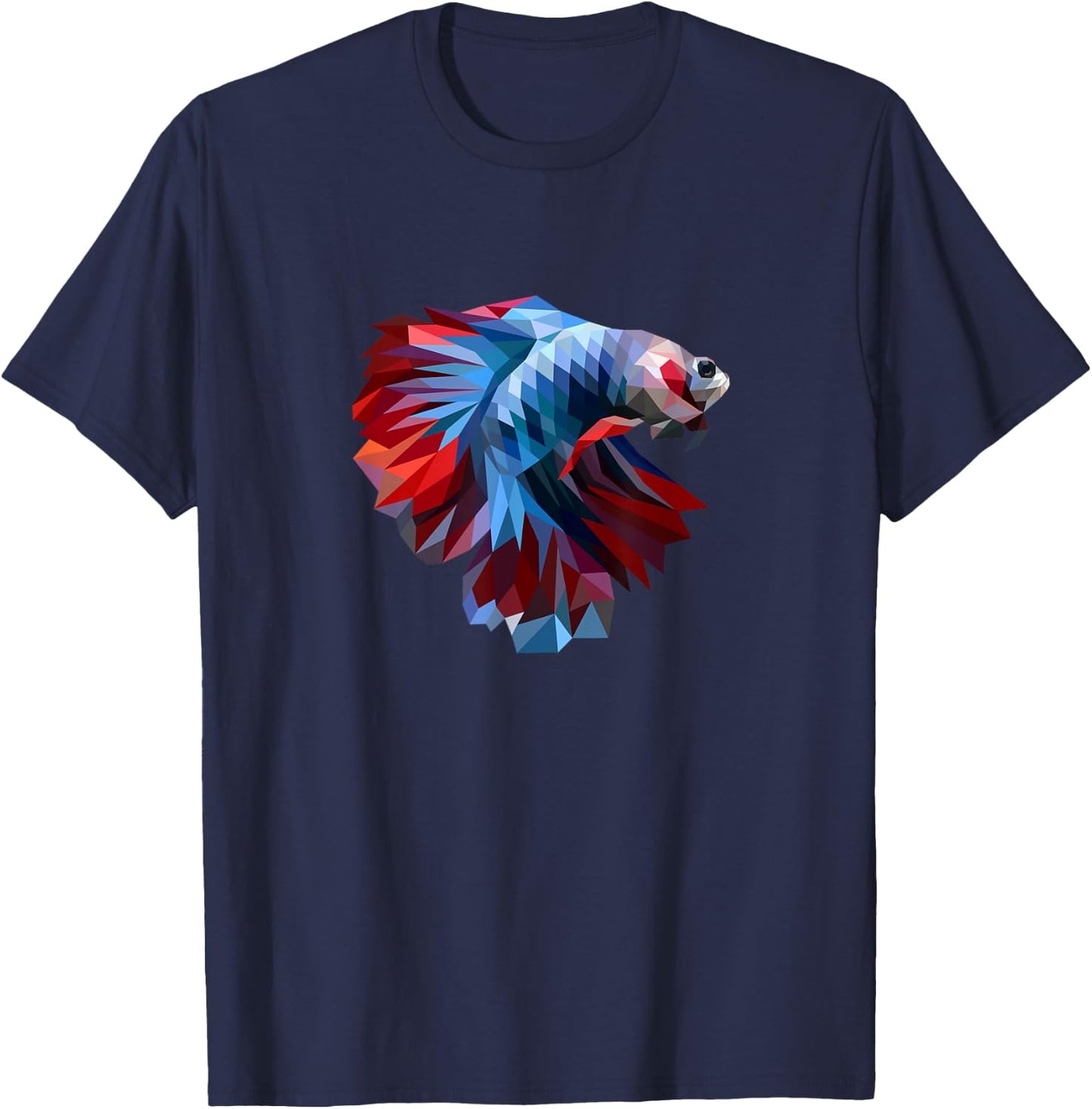 Colorful Geometric Betta Fish, Dad Mom Boy Girl Birth-day T-Shirt - T-Shirt | Navy