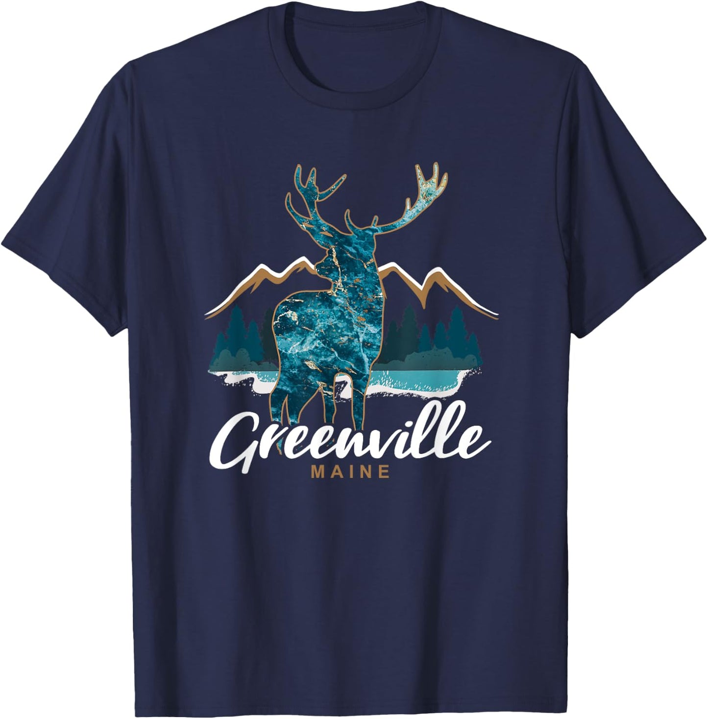 Greenville Maine ME USA Moosehead Lake Vacation Souvenir T-Shirt - T-Shirt | Navy