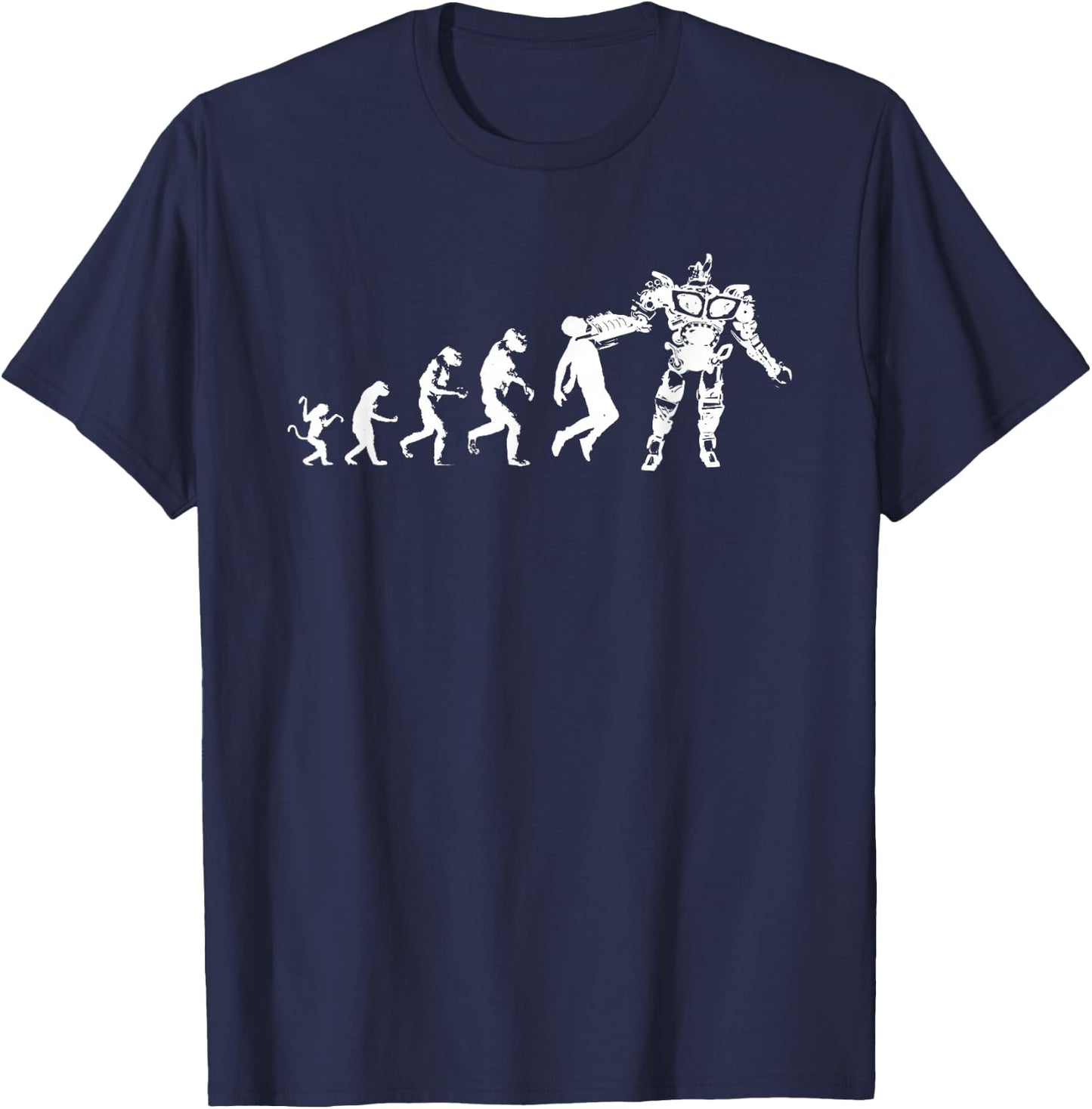 Funny Robot Evolution, Artificial Intelligence, AI T-Shirt - T-Shirt | Navy