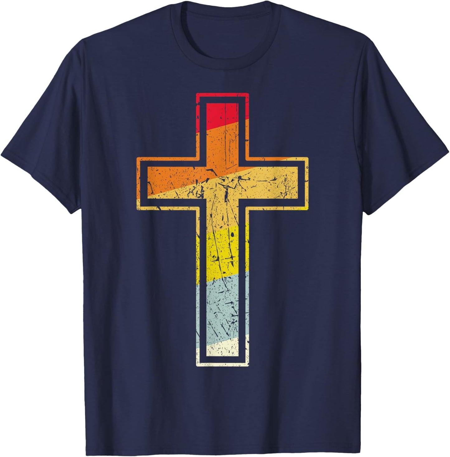 Retro cross vintage Jesus cross Gift T-Shirt - T-Shirt | Navy