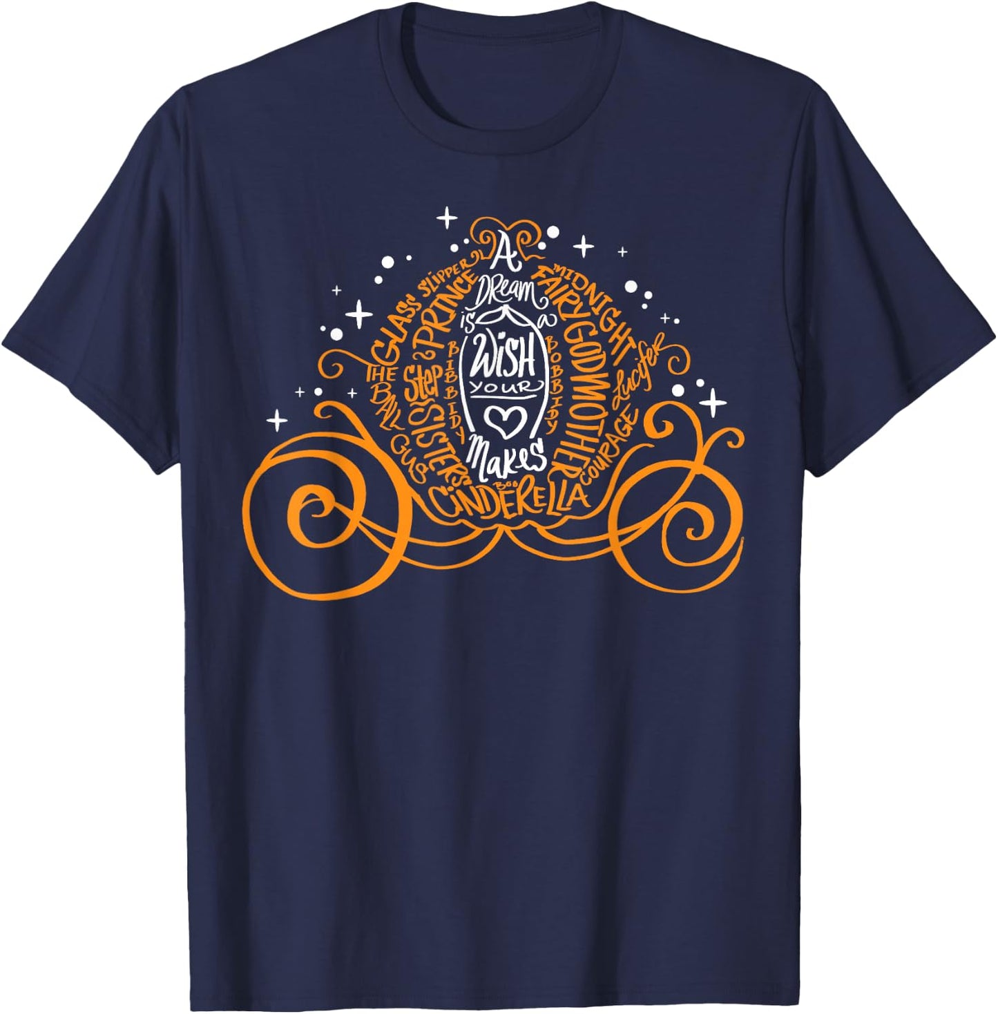 Disney Cinderella A Dream is A Wish Halloween Pumpkin Coach T-Shirt - T-Shirt | Navy