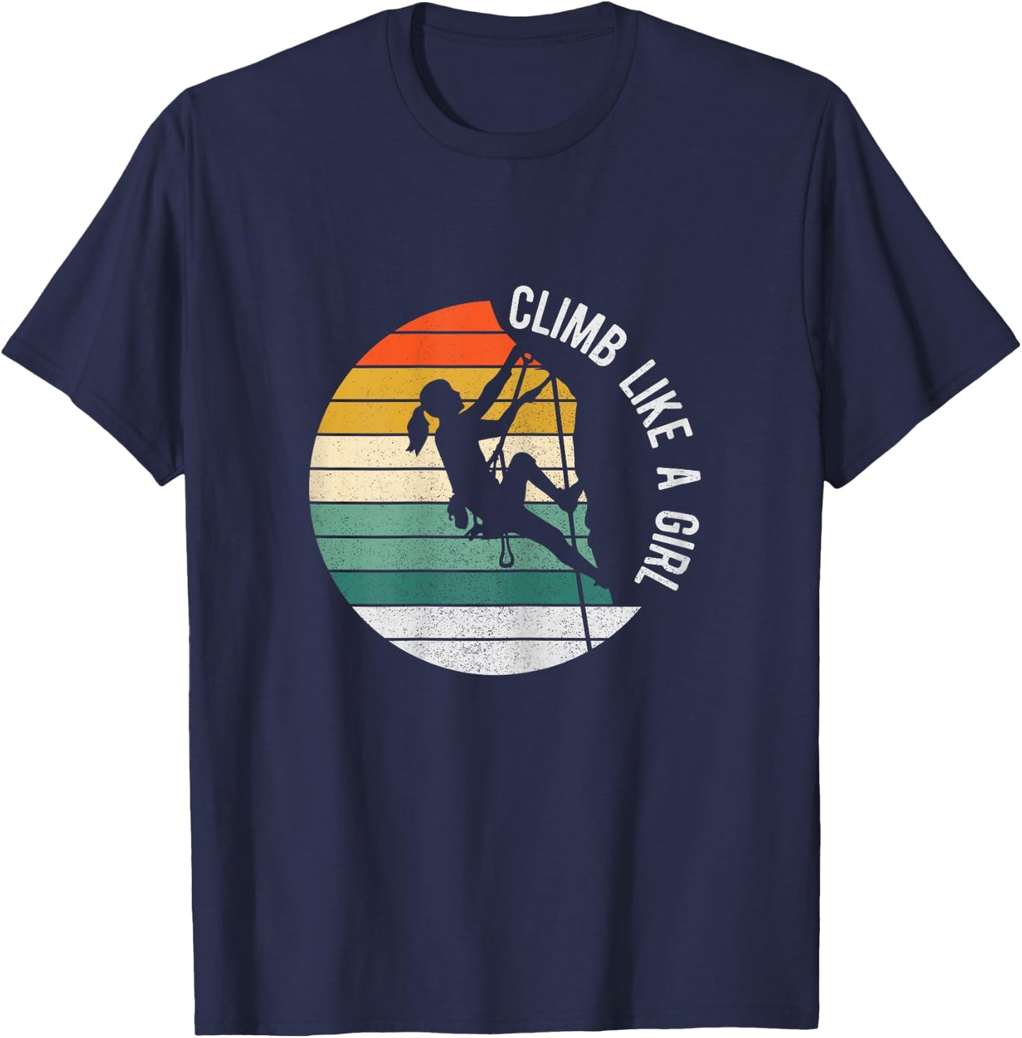 Climb Like A Girl Rock Climbing Gear Kids Women Sunset T-Shirt - T-Shirt | Navy