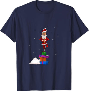 Funny Christmas Santa Claus Meditating Yoga Lover Teacher Women T-Shirt - T-Shirt | Navy