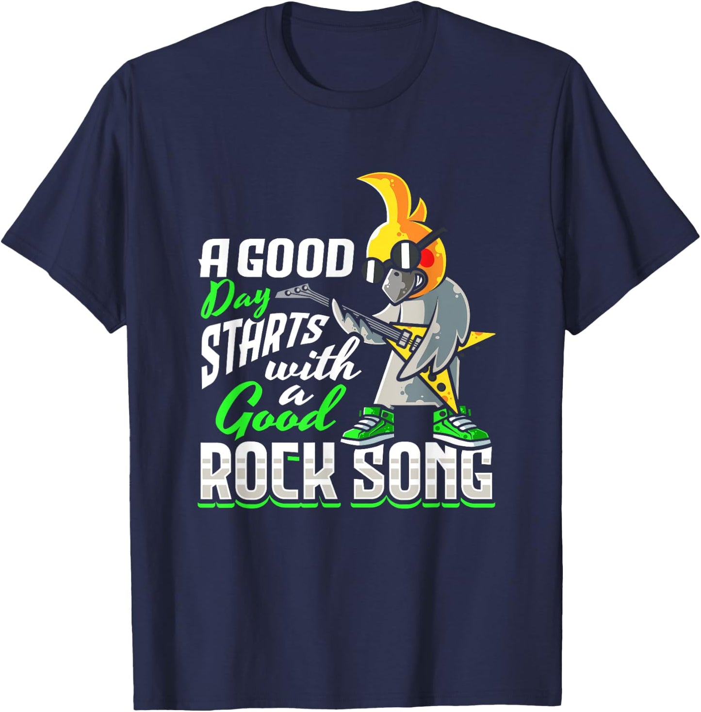 Cockatiel Bird Rock n Roll Design for a Rock music lover T-Shirt - T-Shirt | Navy