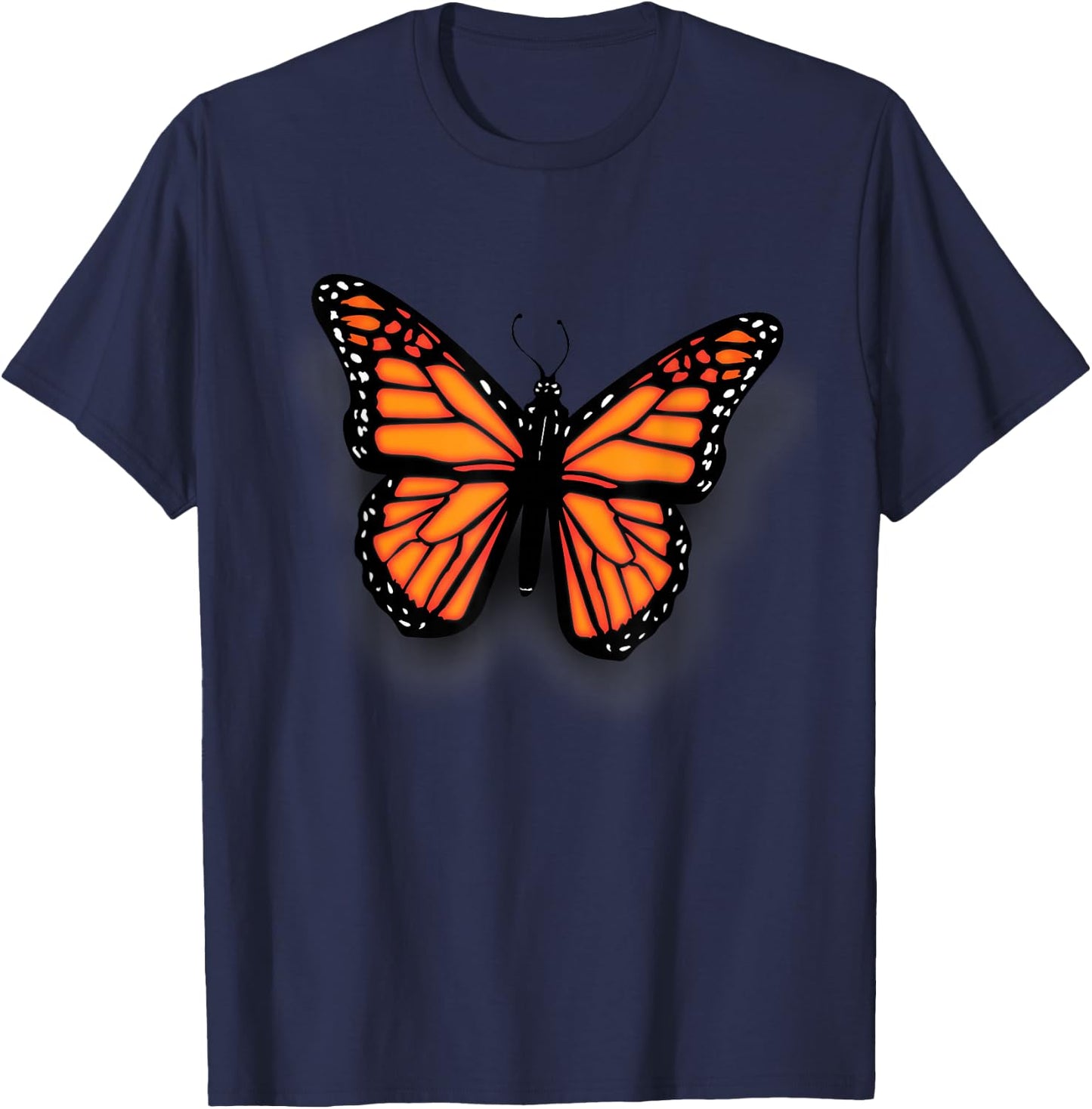 Monarch milkweed butterfly realistic with shadow- entomology T-Shirt - T-Shirt | Navy