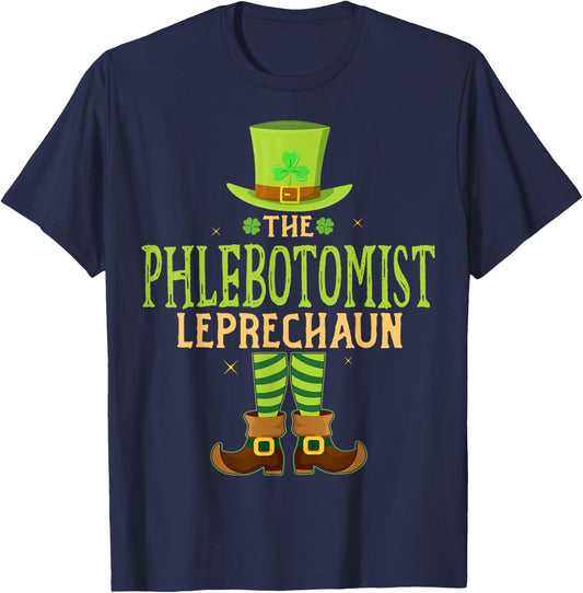 The Phlebotomist Leprechaun Funny Matching St Patricks Day T-Shirt - T-Shirt | Navy