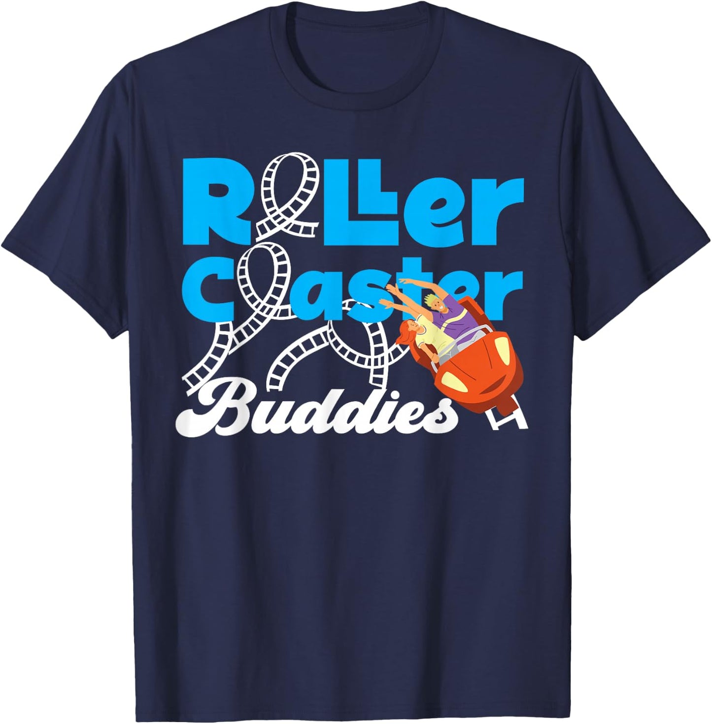 Roller Coaster Friends Besties Roller Coaster Buddies T-Shirt - T-Shirt | Navy