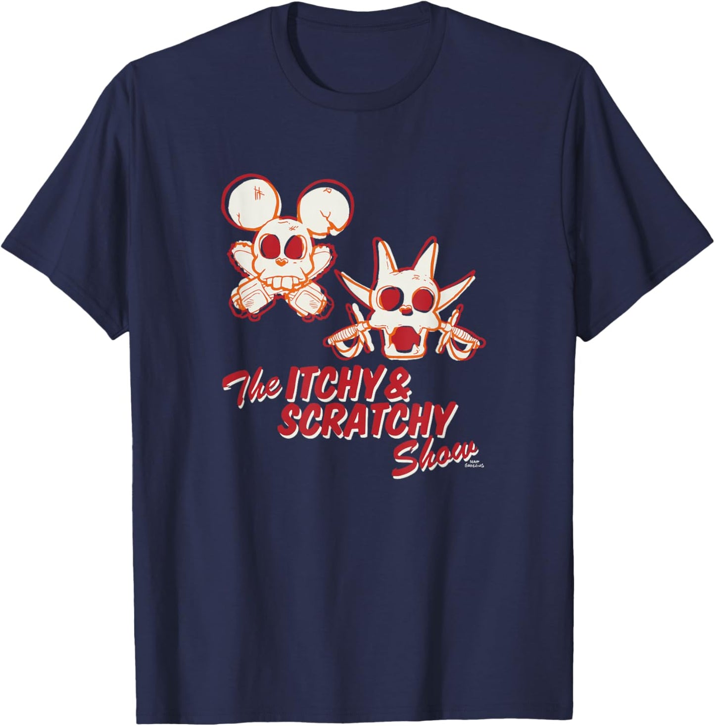 The Simpsons The Itchy & Scratchy Show Skeleton Logo C2 T-Shirt - T-Shirt | Navy
