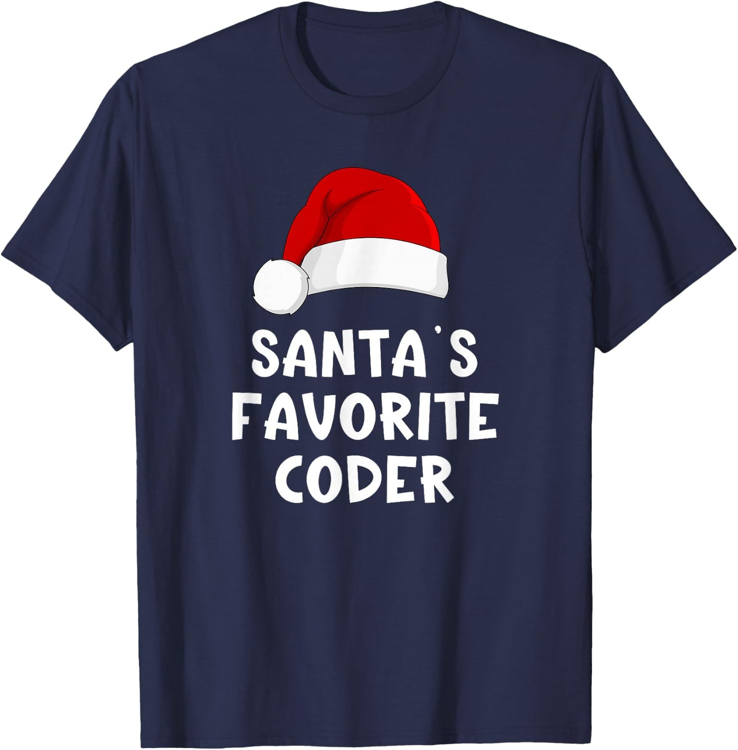 Christmas Santa's Favorite Coder Funny Xmas Pajama Coding T-Shirt - T-Shirt | Navy