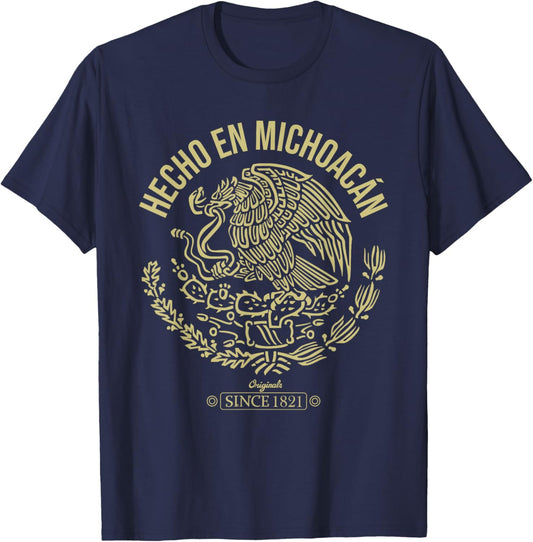 Hecho en Michoacan Shirt, Cinco de Mayo Mexico Mexican Day T-Shirt - T-Shirt | Navy