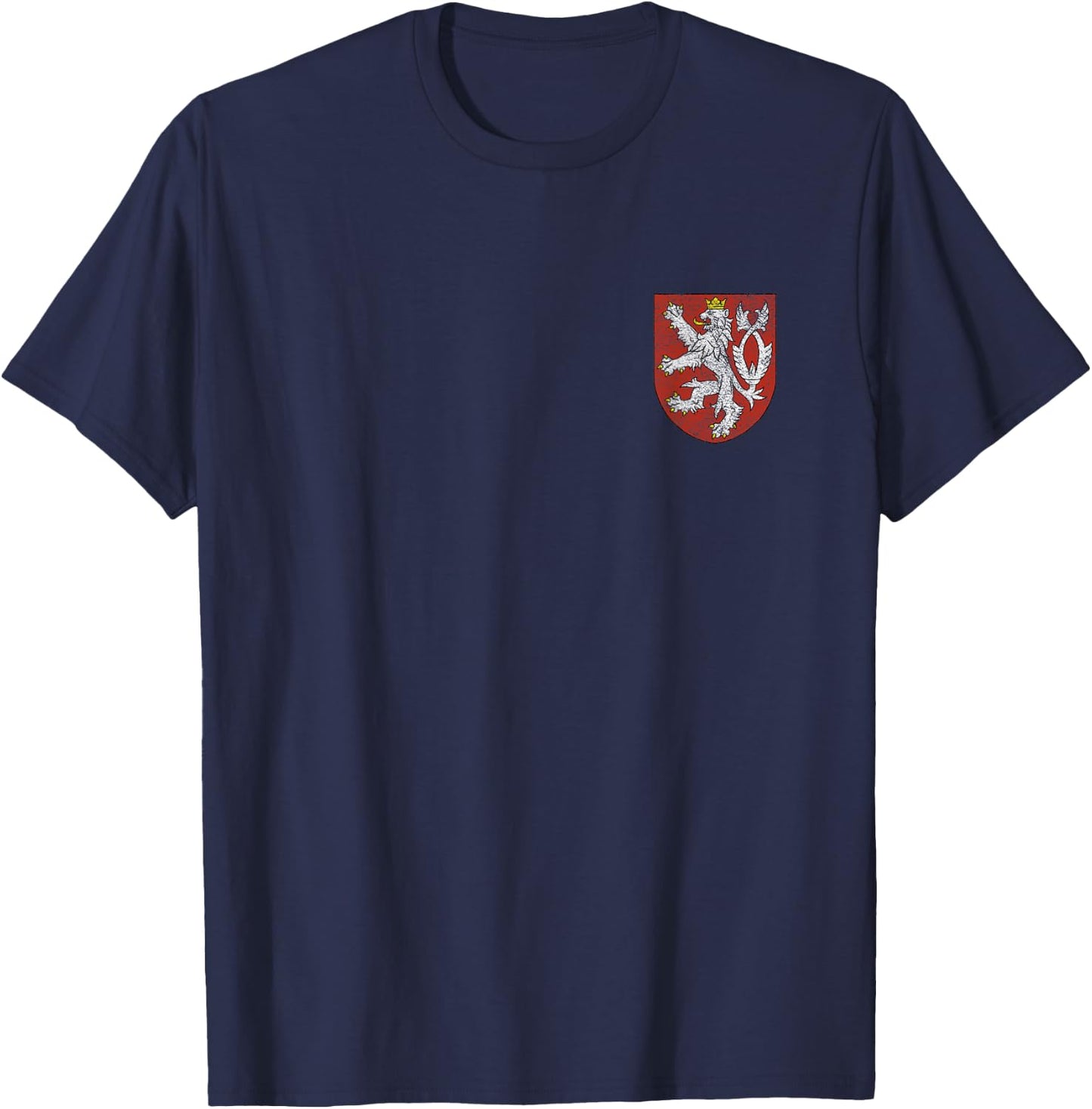 Czech Republic Coat of Arms Bohemia Flag Double Tailed Lion T-Shirt - T-Shirt | Navy