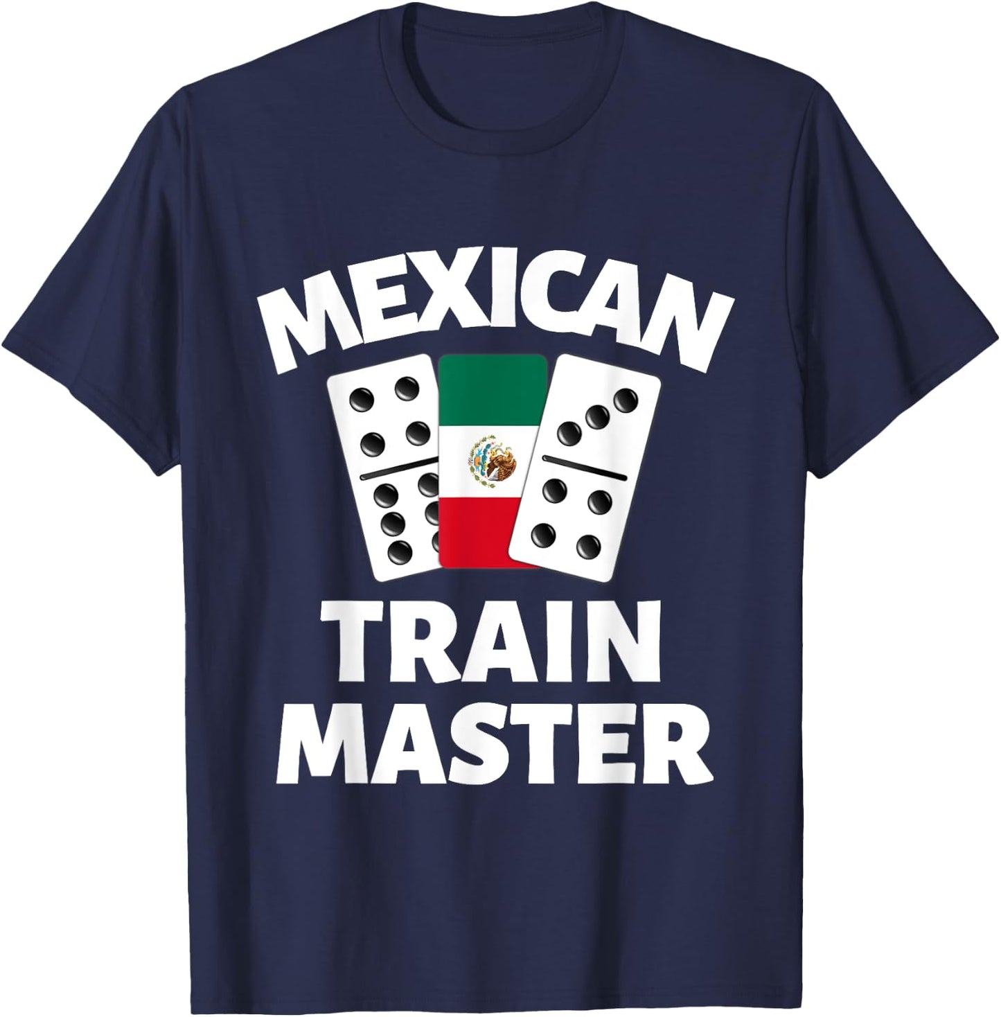 Dominoes Mexico Flag Dominoe Game Mexican Train Master T-Shirt - T-Shirt | Navy