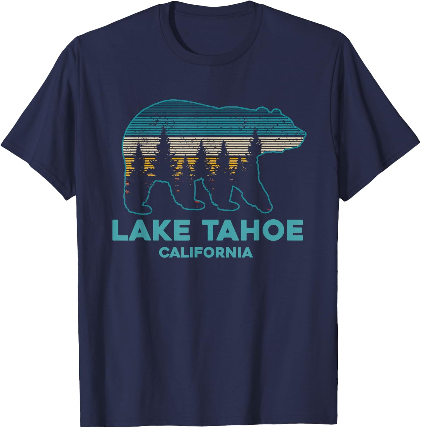 Lake Tahoe Vintage California Grizzly Bear Souvenir Gift T-Shirt - T-Shirt | Navy