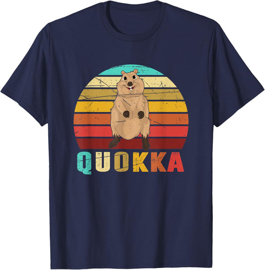 Australia Animal Keeper Zoo Gift Retro Quokka T-Shirt - T-Shirt | Navy