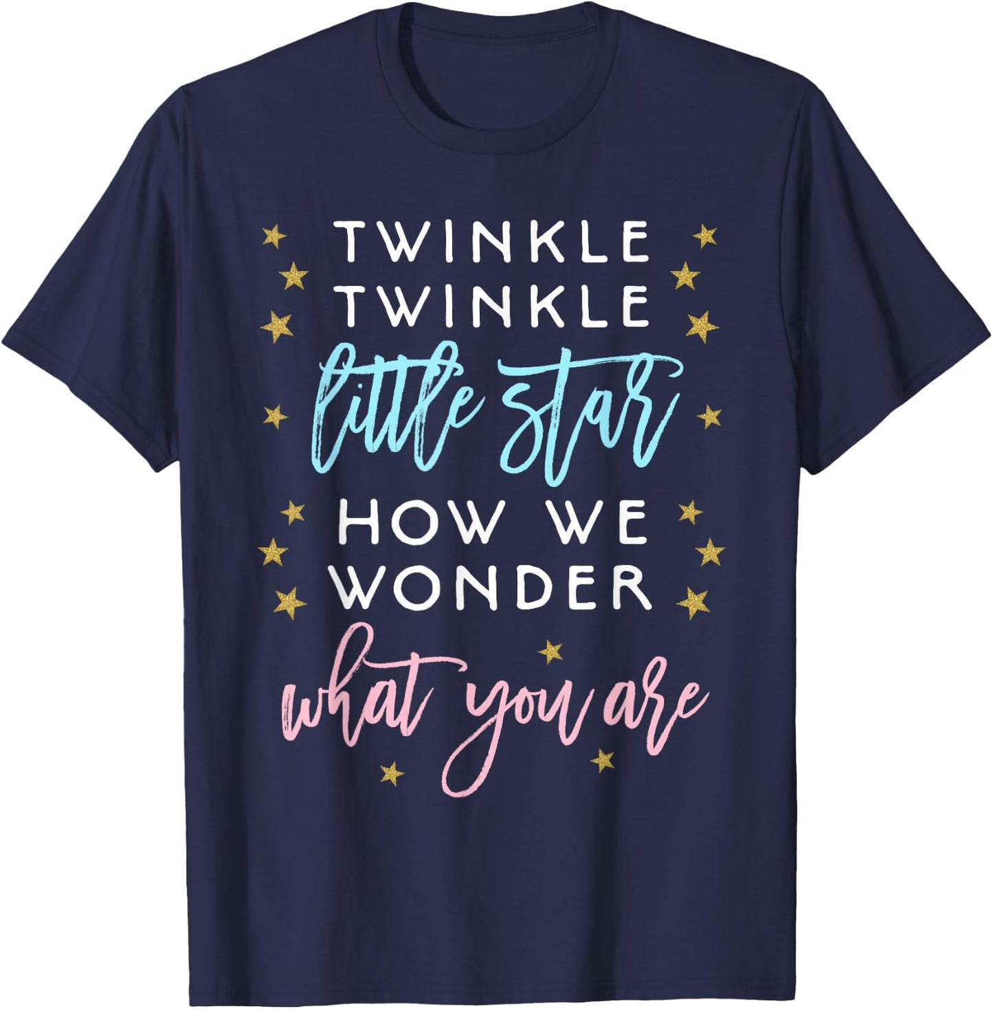 Twinkle Little Star Gender Reveal Shirt Baby Shower Gift T-Shirt - T-Shirt | Navy