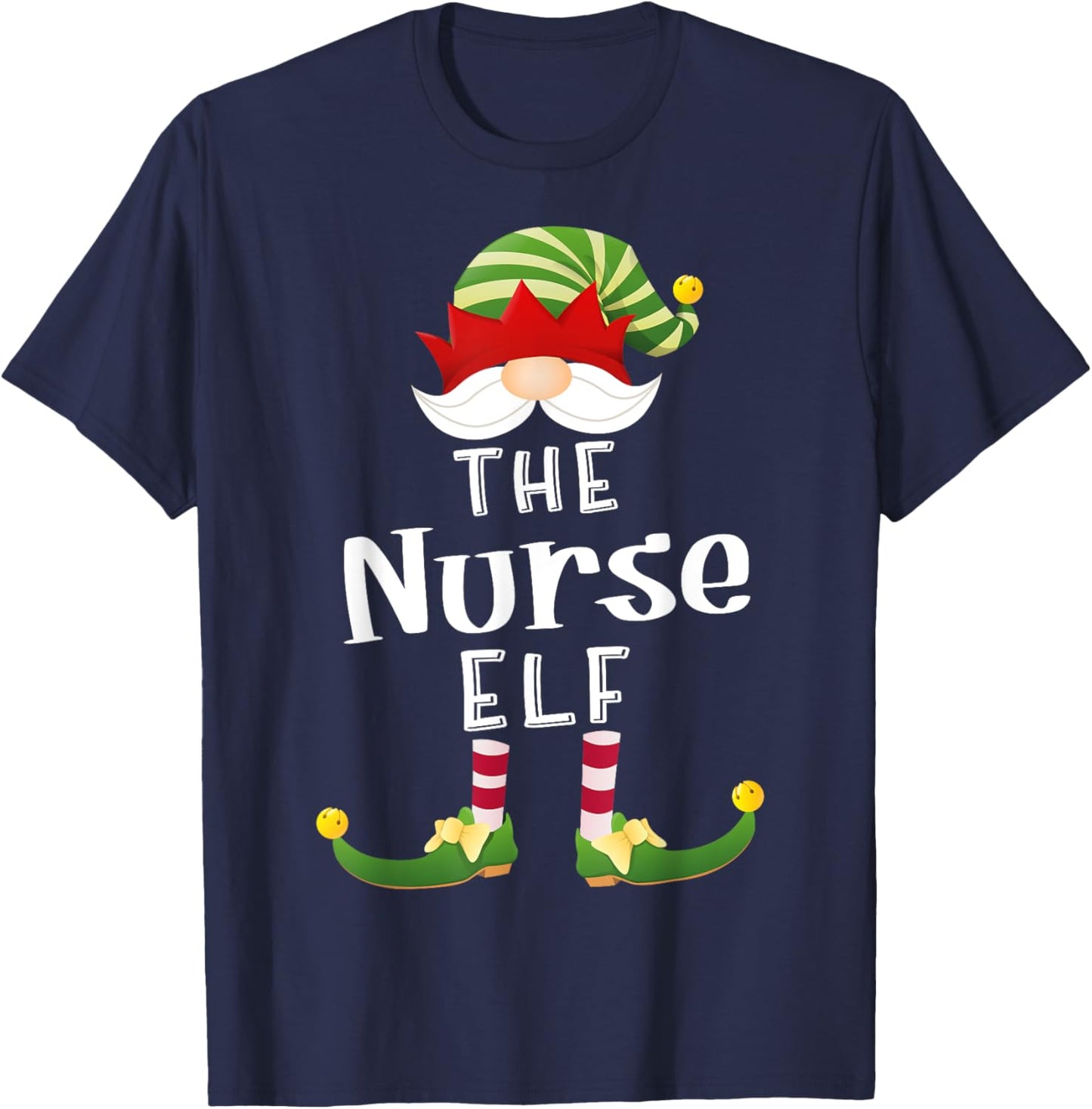 Nurse Elf Group Christmas Funny Pajama Party T-Shirt - T-Shirt | Navy