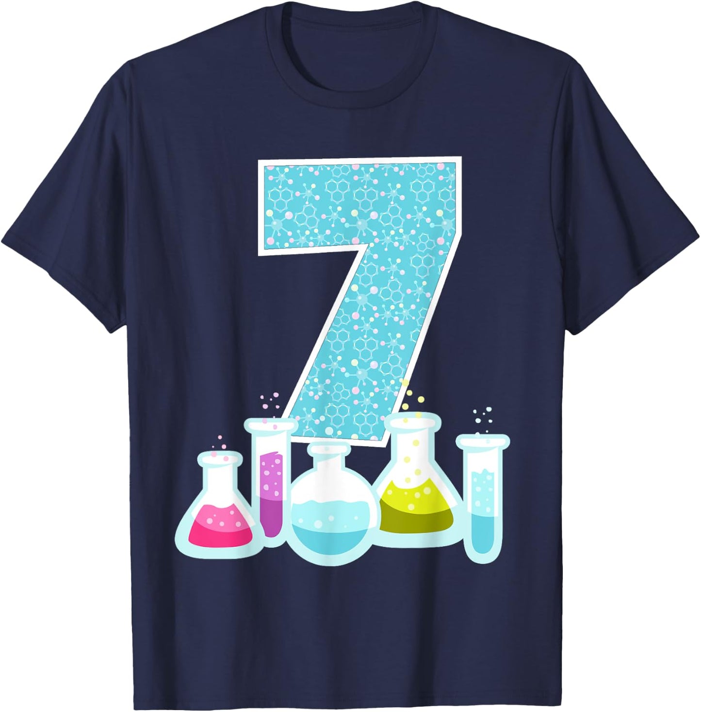 7th Birthday Science Theme Party Science Experiments Science T-Shirt - T-Shirt | Navy