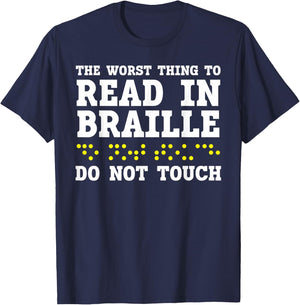Blind Awareness Braille Visually Impaired Disability T-Shirt - T-Shirt | Navy