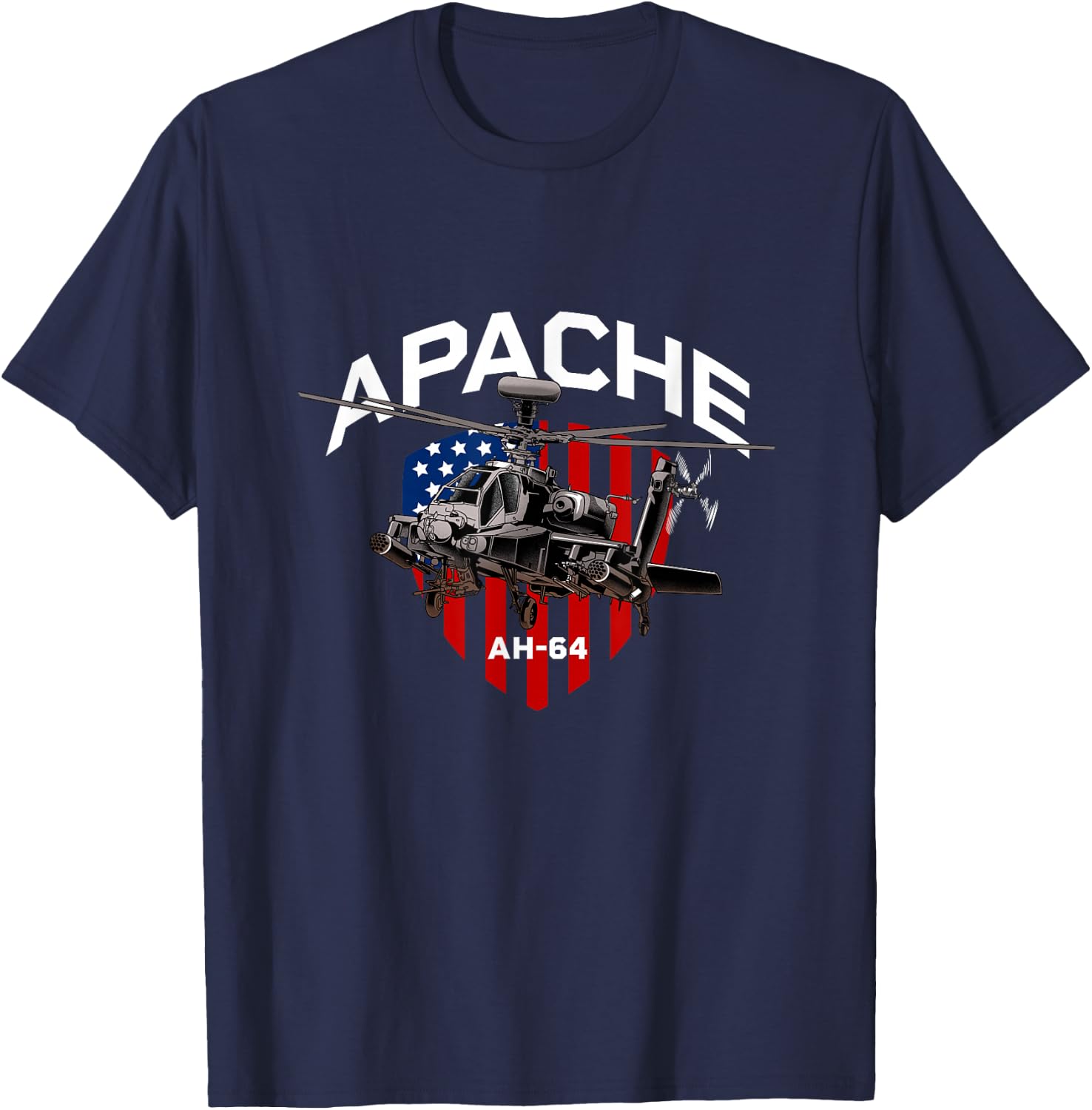 Military Helicopter - Apache Gunship T-Shirt - T-Shirt | Navy