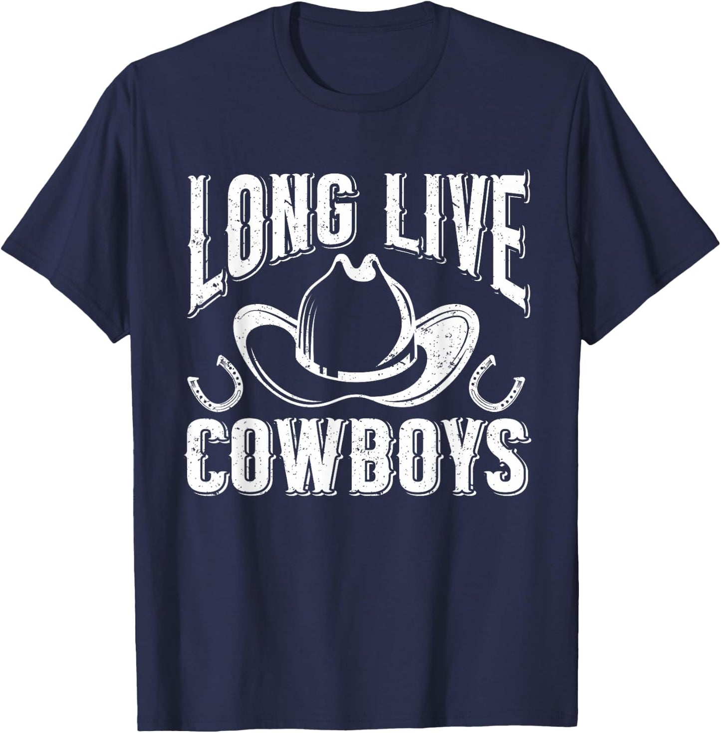 Country Western Howdy Cowgirl Long Live Cowboy Rodeo T-Shirt - T-Shirt | Navy