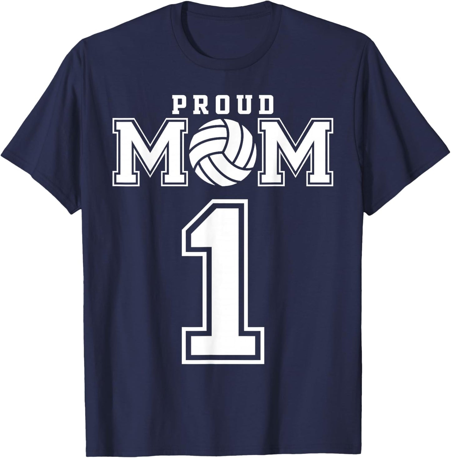 Custom Proud Volleyball Mom Number 1 Personalized Women T-Shirt - T-Shirt | Navy
