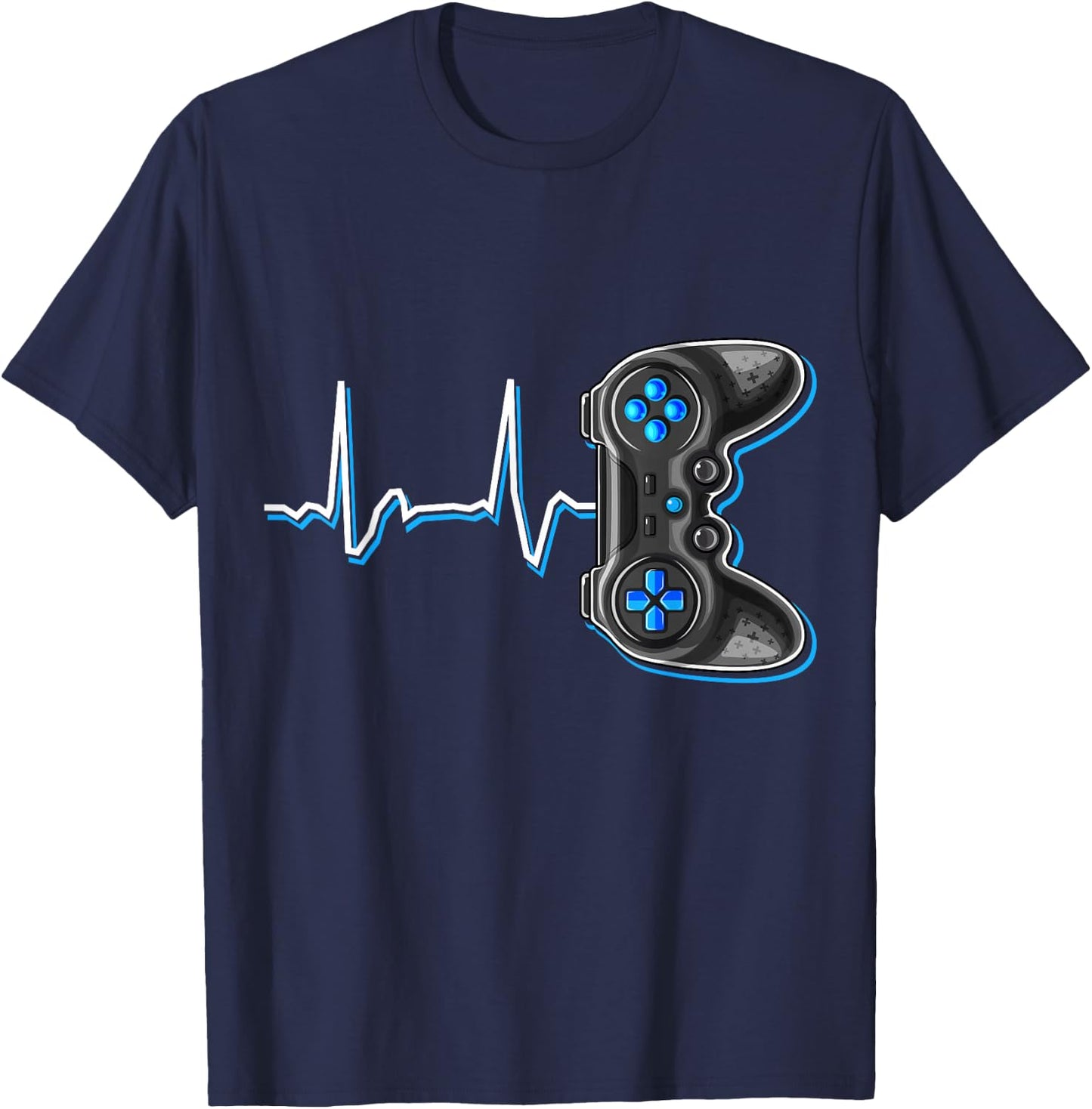 Video Gamer Heartbeat Video Game Controller Gift Kids Boys T-Shirt - T-Shirt | Navy