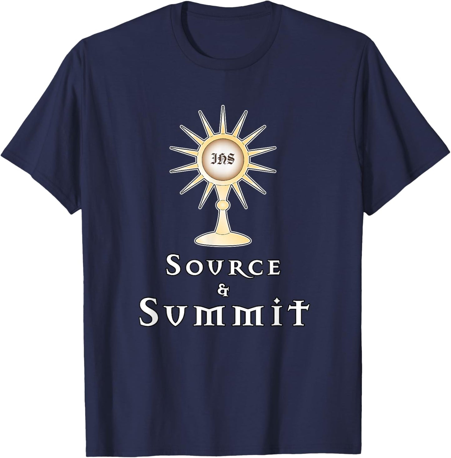 Source and Summit: Holy Eucharist T-Shirt - T-Shirt | Navy