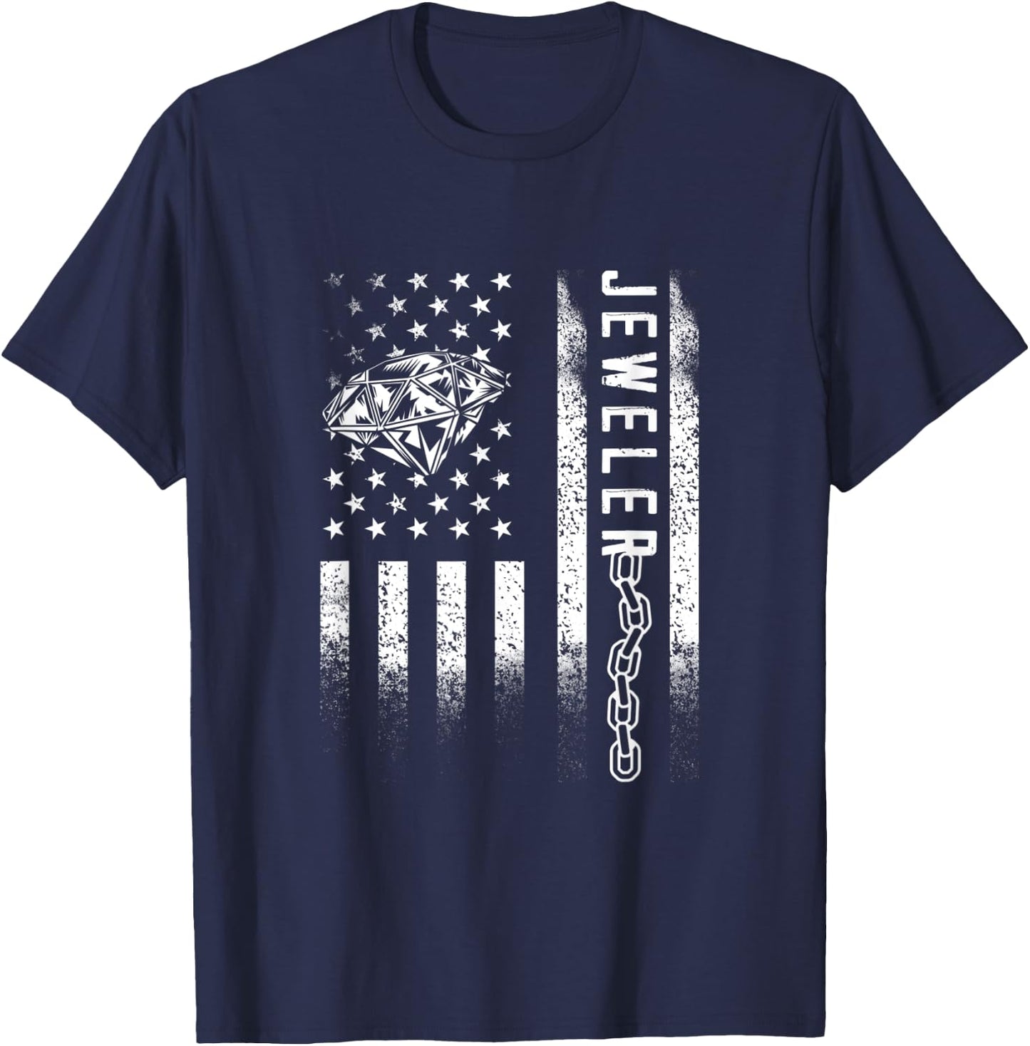 Jeweler Diamond USA American Flag Jewel Jewellery Goldsmith Men T-Shirt - T-Shirt | Navy