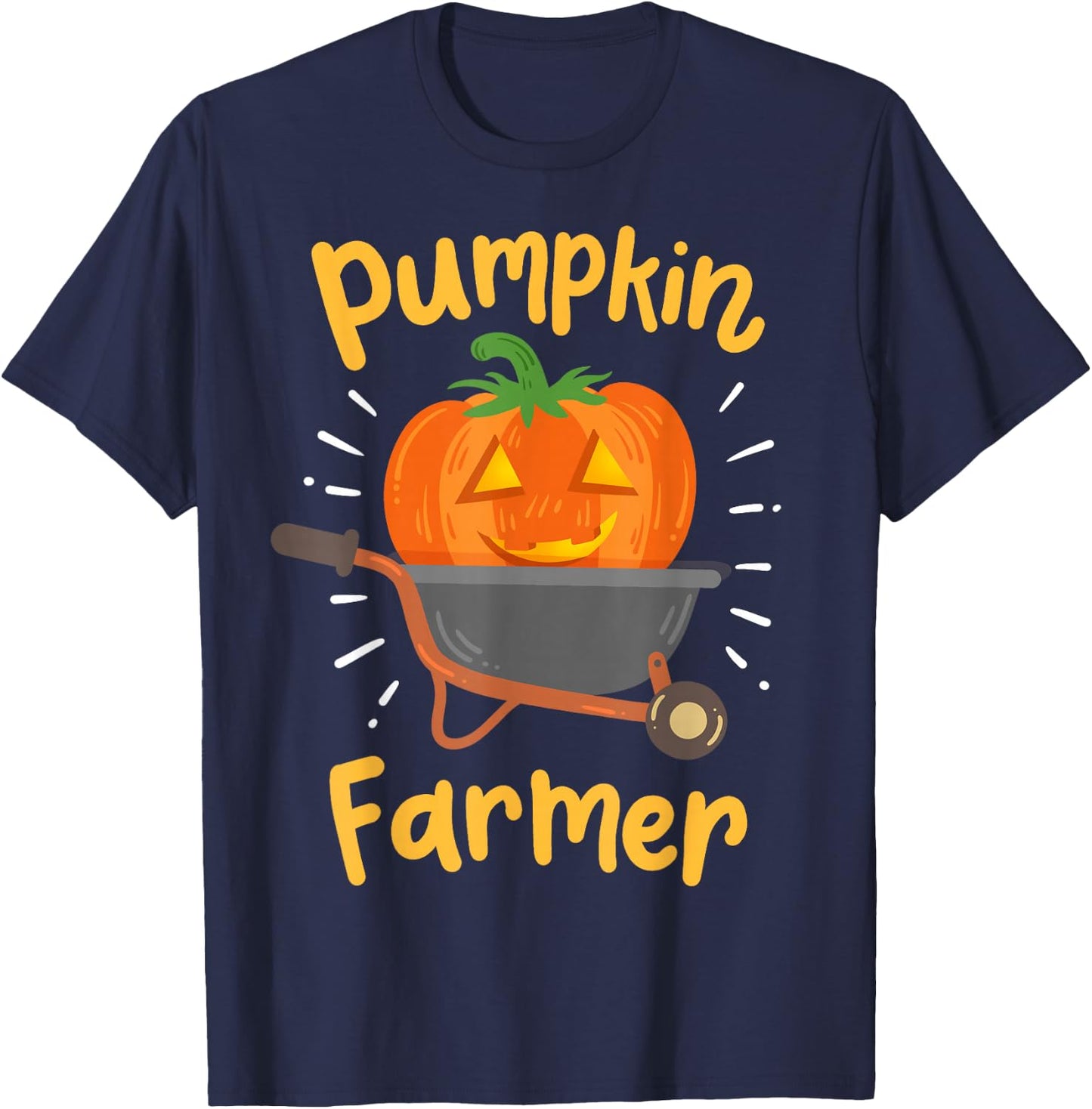 Halloween Pumpkin Farmer T-Shirt - T-Shirt | Navy