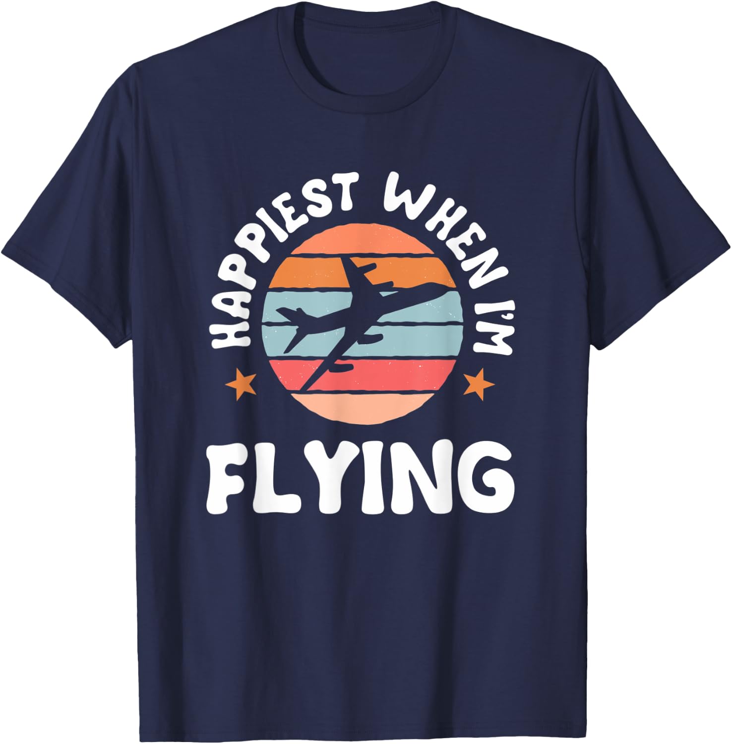 Pilot Flying Retro Aviator Airman Airwoman Aircraft Airplane T-Shirt - T-Shirt | Navy