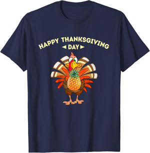 Happy thanksgiving day, turkey Pineapple lovers shirt turkey T-Shirt - T-Shirt | Navy
