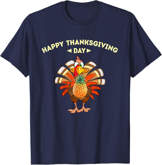 Happy thanksgiving day, turkey Pineapple lovers shirt turkey T-Shirt - T-Shirt | Navy