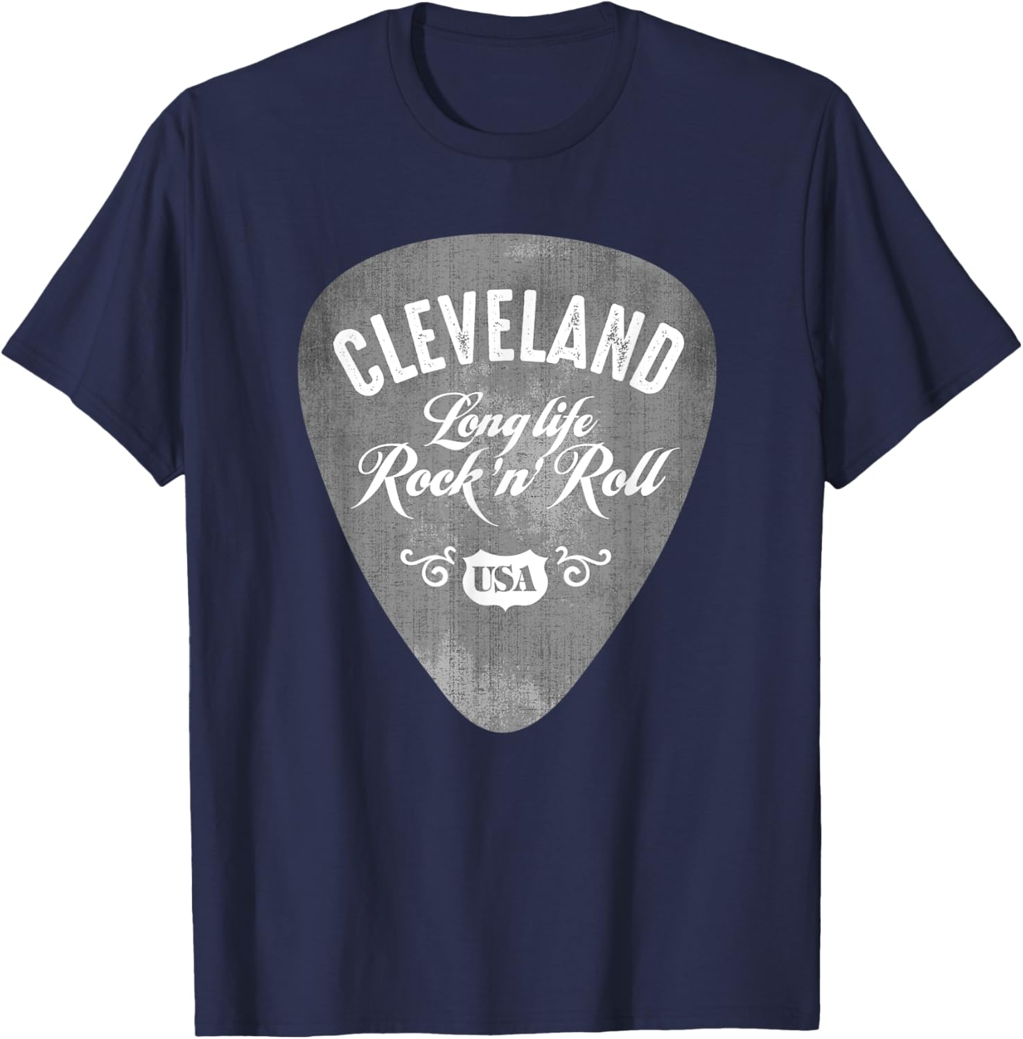 Cleveland Rock And Roll USA Guitar Pick Vintage T-Shirt - T-Shirt | Navy
