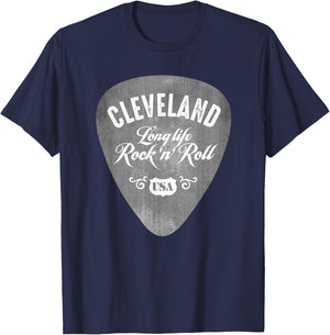 Cleveland Rock And Roll USA Guitar Pick Vintage T-Shirt - T-Shirt | Navy