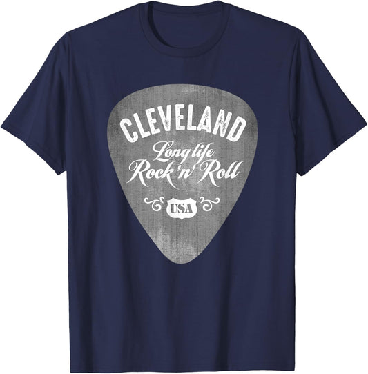 Cleveland Rock And Roll USA Guitar Pick Vintage T-Shirt - T-Shirt | Navy