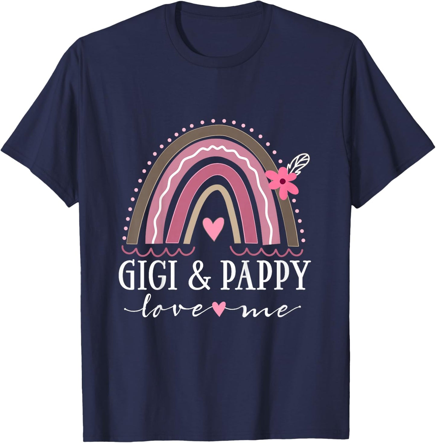 Kids Gigi and Pappy Love Me Girls Grandchild Boho Rainbow T-Shirt - T-Shirt | Navy