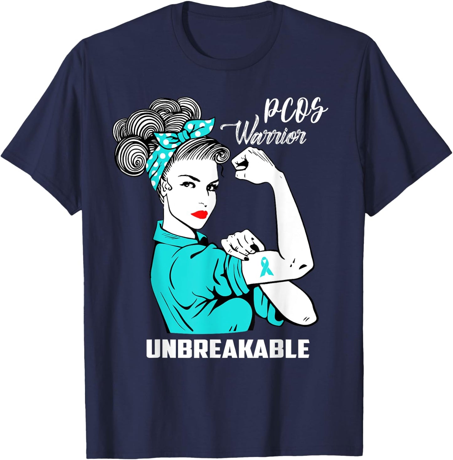 PCOS Warrior Unbreakable PCOS Awareness Gift Shirt T-Shirt - T-Shirt | Navy