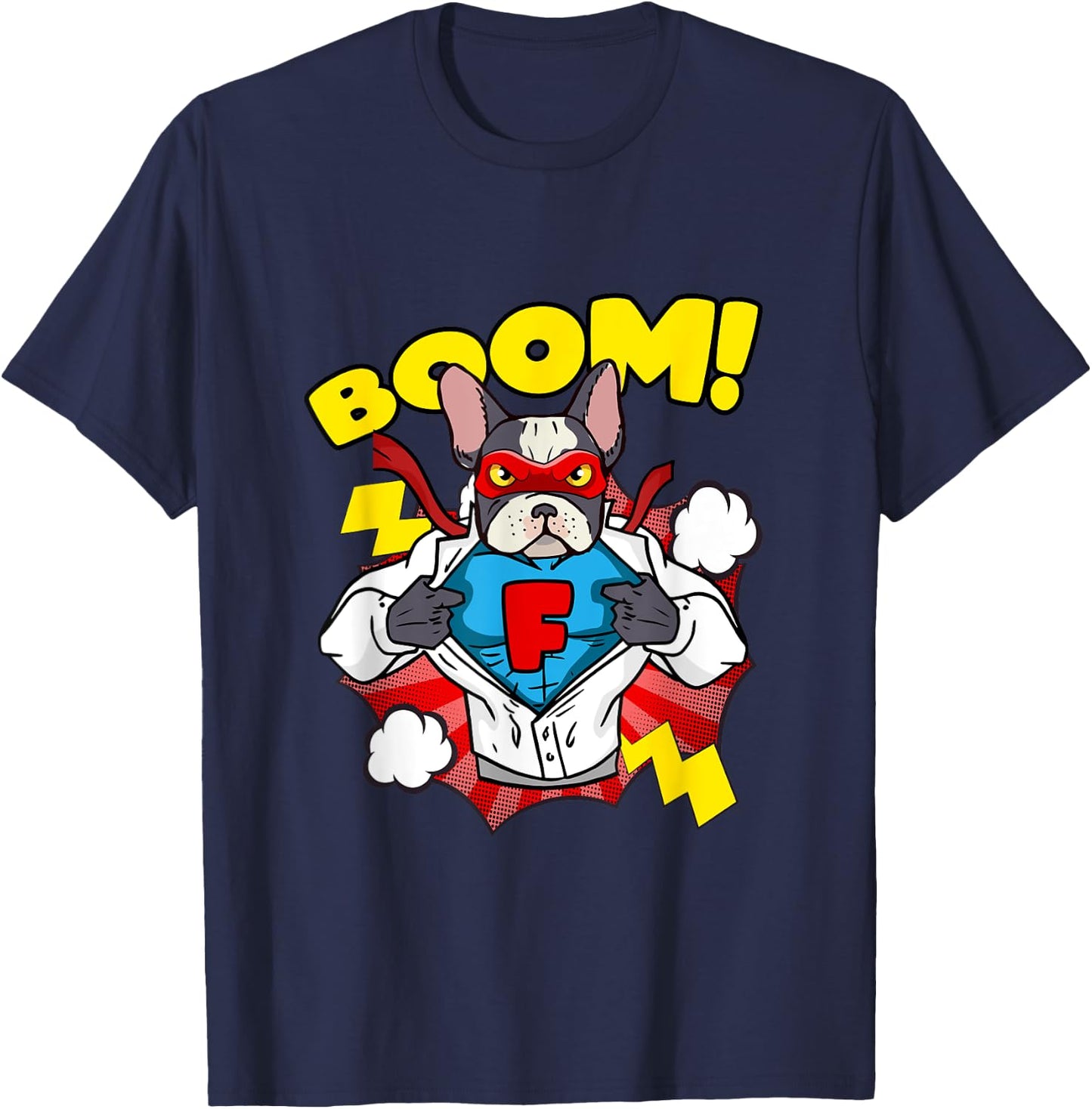 French Bulldog as Comic Super Hero Women Kids T-Shirt - T-Shirt | Navy