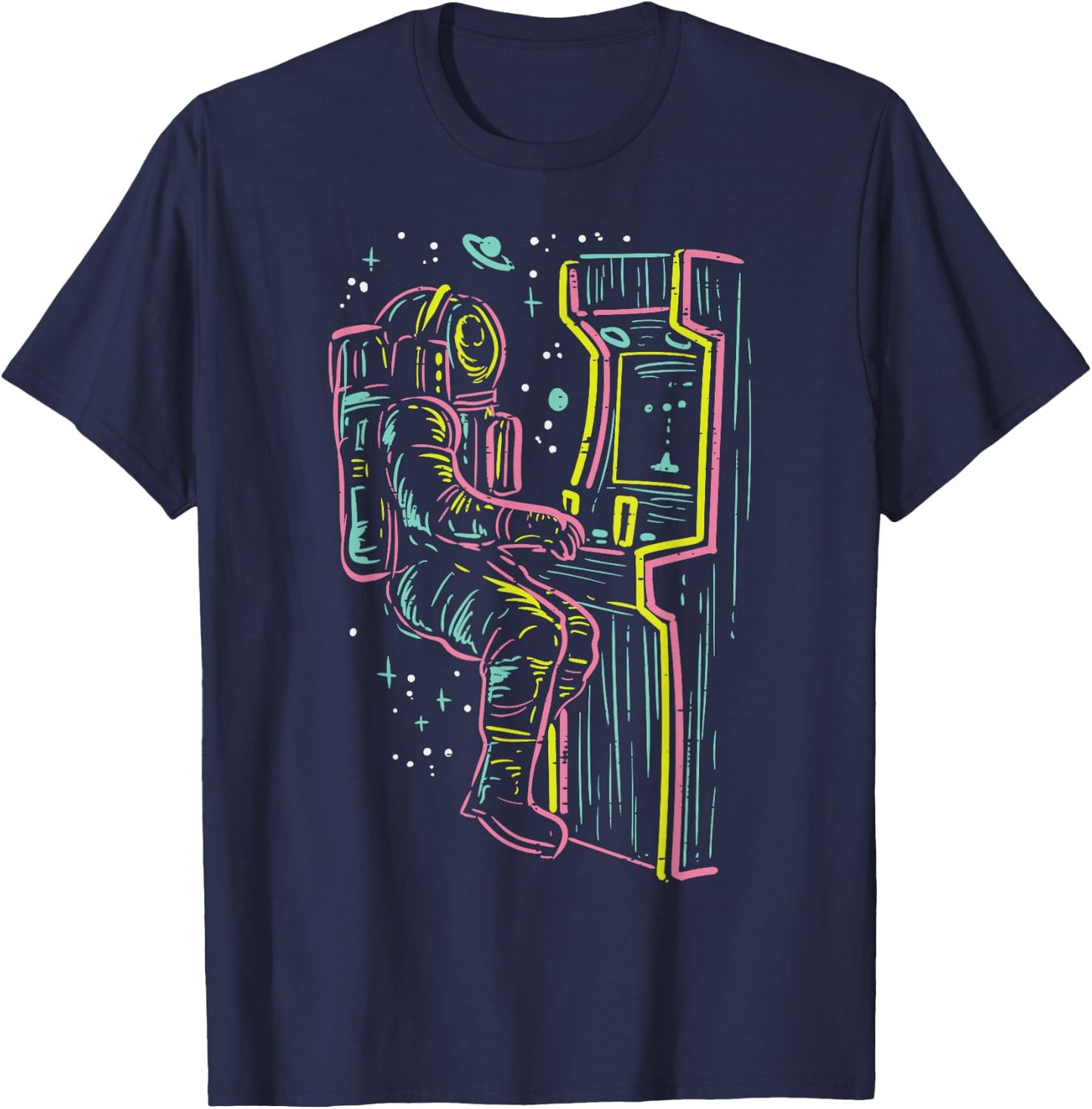 Astronaut Arcade Video Game Retro Space Gamer Men Boys Kids T-Shirt - T-Shirt | Navy